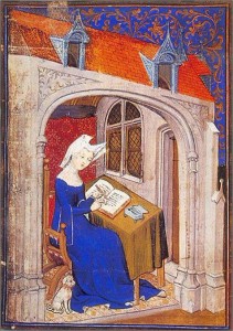 Christine de Pizan at work in her study; possibly the earliest portrait of a real woman in medieval Europe